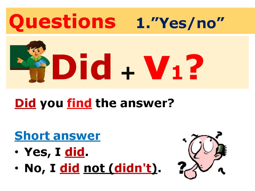 Questions 1.”Yes/no” Did you find the answer? Short answer Yes, I did. No, I